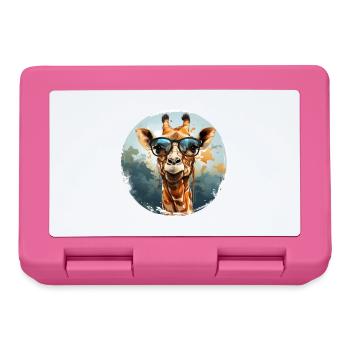 Girafe hipster animale avec des lunettes de soleil drôle - Boîte à goûter - rose - Devant