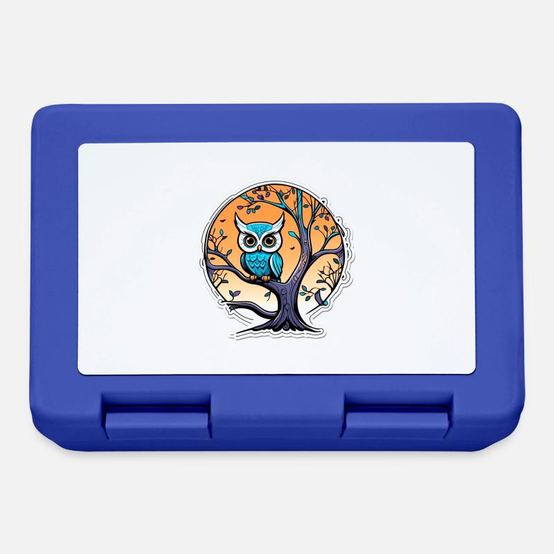 Neon-Eule - Brotdose - Royalblau