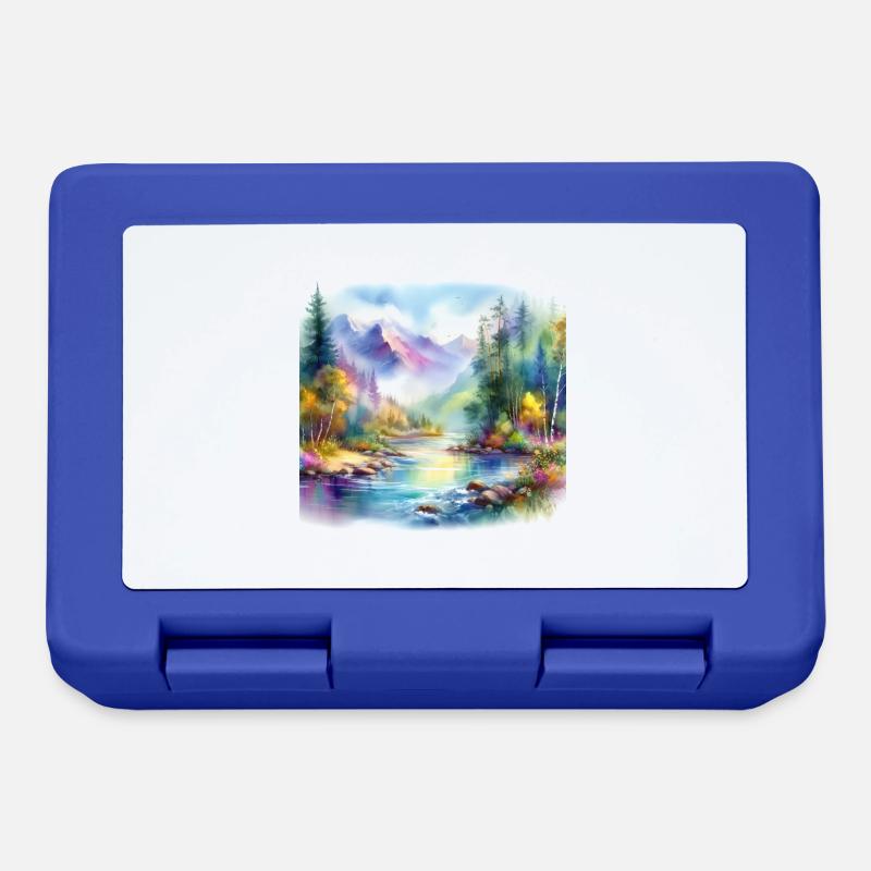 Paysage coloré à l’aquarelle - Boîte à goûter - bleu royal
