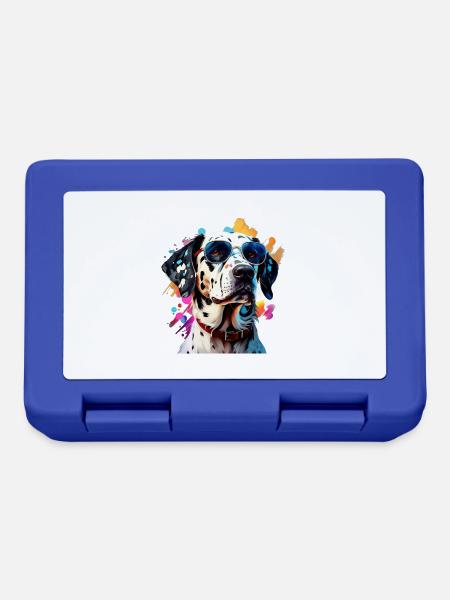 Dalmatiner mit Sonnenbrille in Farben - Portrait - Brotdose - Royalblau