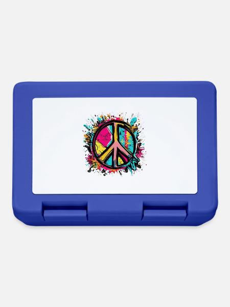 Buntes Peace Zeichen Frieden - Brotdose - Royalblau