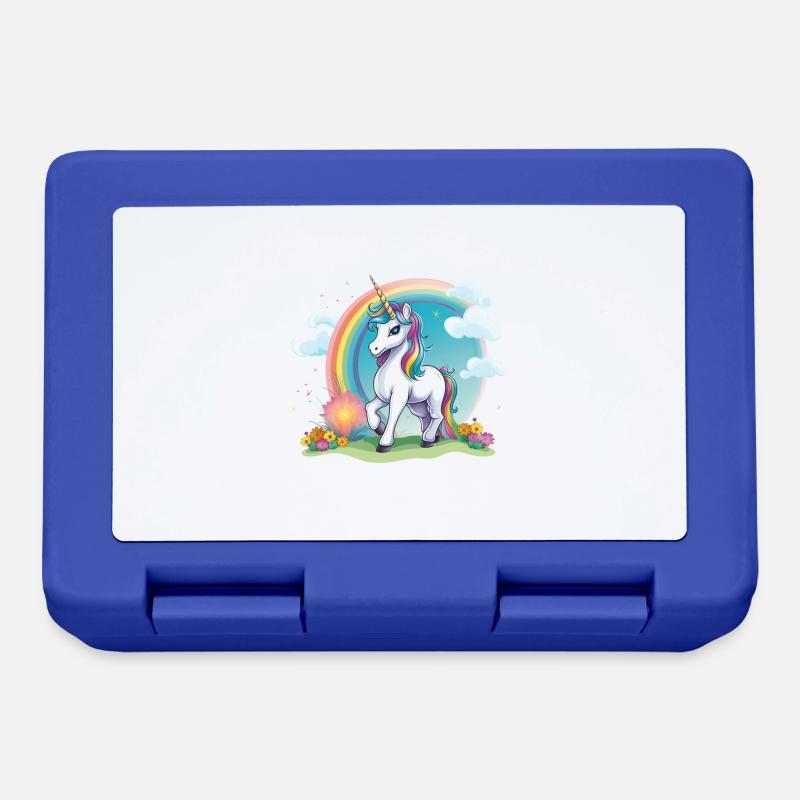 Fröhliches Kinder Einhorn Regenbogen Logo - Brotdose - Royalblau