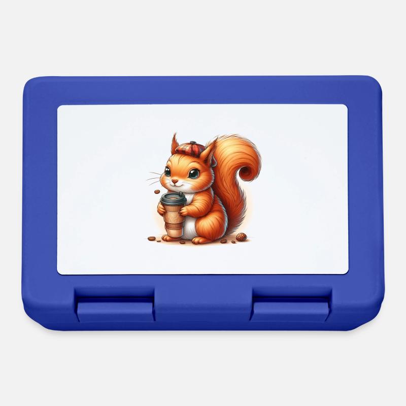Squirrel with coffee to go - Lunchbox - royal blue