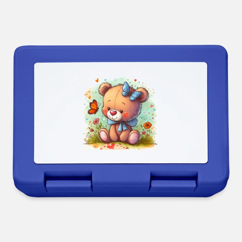 Bear with butterfly - Lunchbox - royal blue