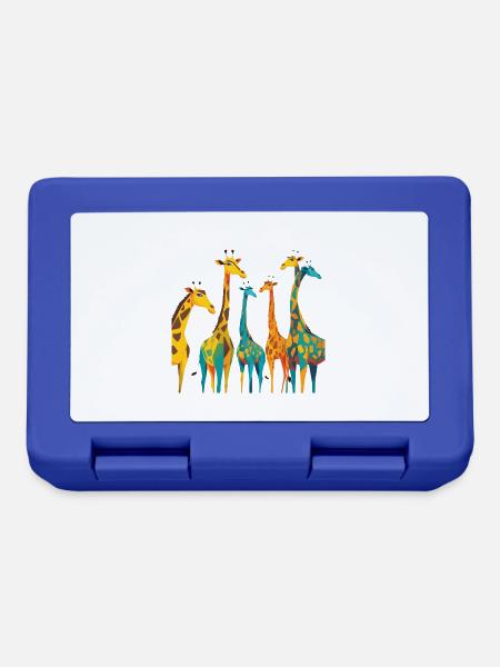 Bunte Giraffen - Brotdose - Royalblau