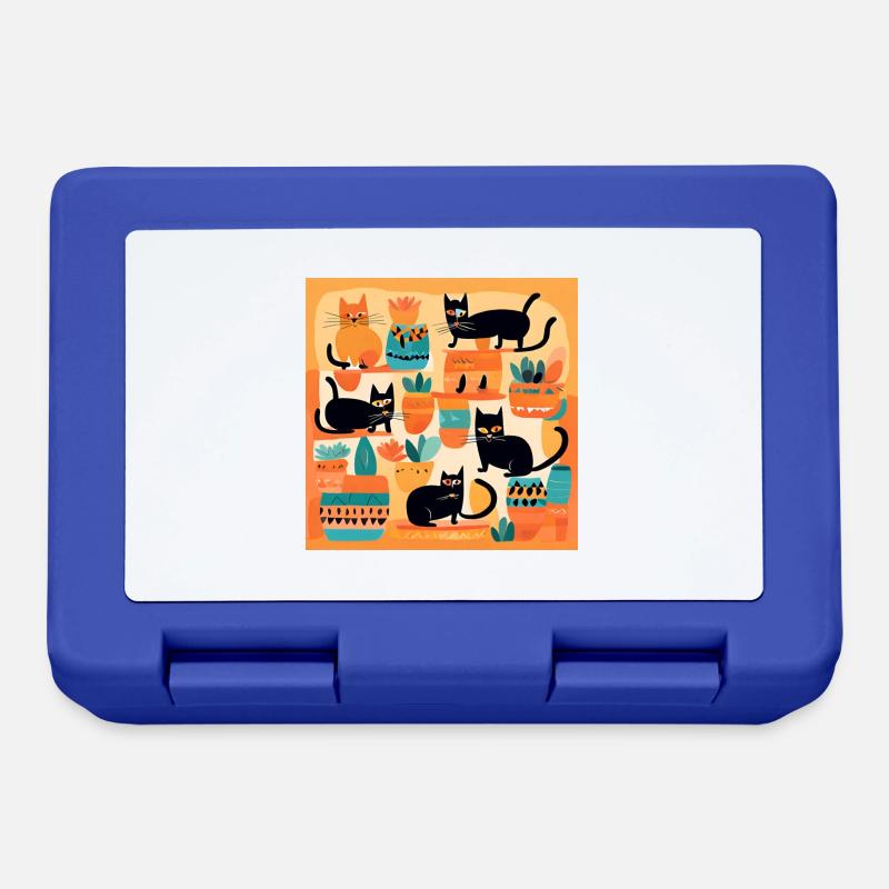 Boho Cats Abstrakt Plants 2 - Brotdose - Royalblau