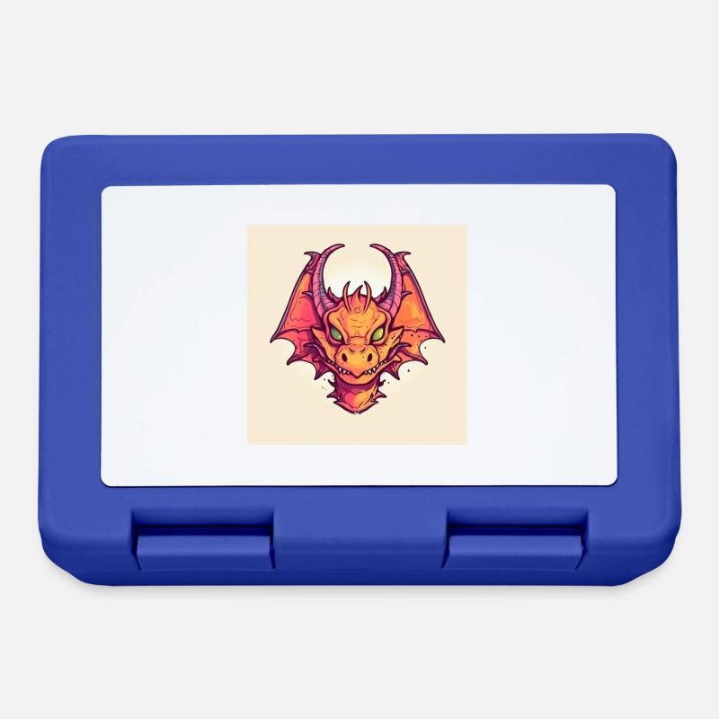 Roter Karikatur-Drache - Brotdose - Royalblau
