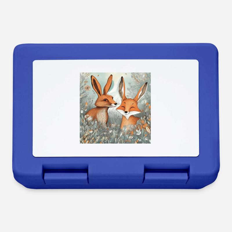 Hare and fox - Lunchbox - royal blue