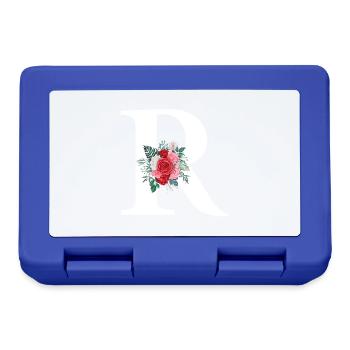 Roter Blumenbuchstabe R - Brotdose - Royalblau - Vorne