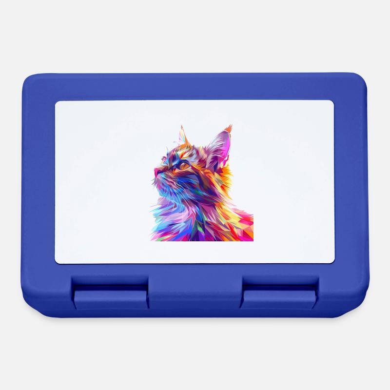 Polygon Katze Comic Style - Brotdose - Royalblau