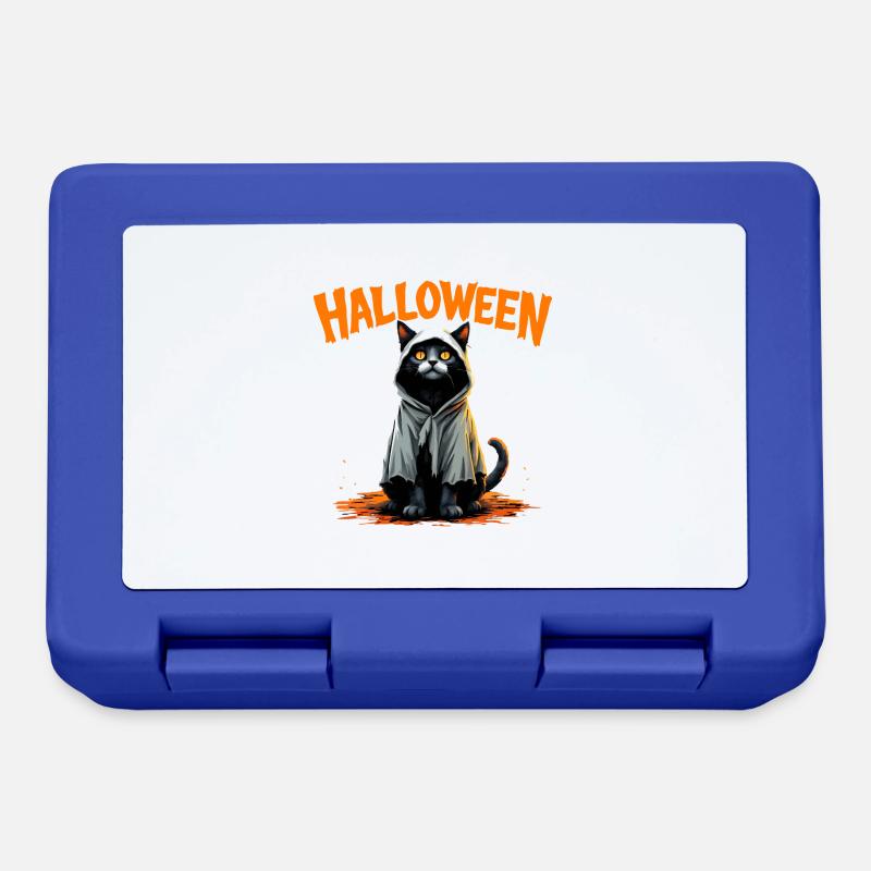 Effrayant Mignon Chat Noir Halloween - Boîte à goûter - bleu royal