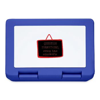 Bold "Question Everything" Philosophy Design - Lunchbox - royal blue - Front