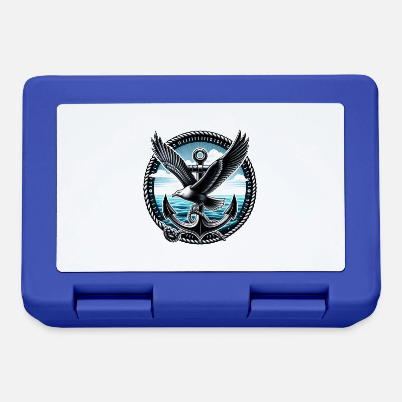 Möwe mit Anker - Brotdose - Royalblau