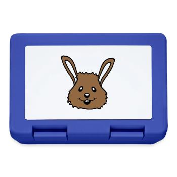 Hase Kaninchen Häschen Cartoon Kleintier niedlich - Brotdose - Royalblau - Vorne