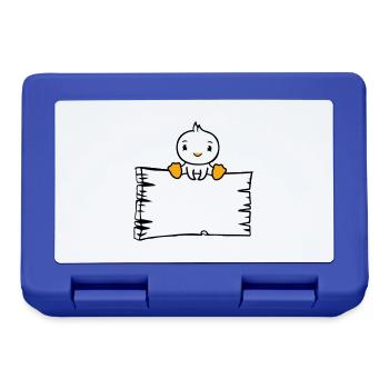 Bird Sitting on Wooden Sign Text Sign Frame Cute - Lunchbox - royal blue - Front
