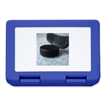 Hockey sur glace - Bâton et rondelle - Boîte à goûter - bleu royal - Devant