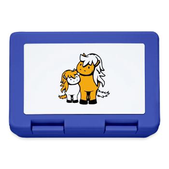 2 Mignon Chevaux Enfant Famille Maman Papa Maman Père - Boîte à goûter - bleu royal - Devant