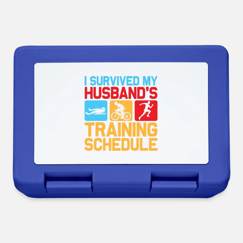 I survived my husband's training schedule Tri Tri - Lunchbox - royal blue