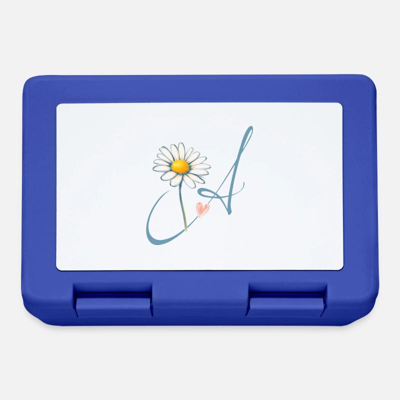 Buchstabe A Gänseblümchen Herz - Brotdose - Royalblau