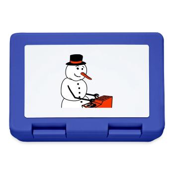 Winter DJ Schneemann Mixer Mischpult Musik Party - Brotdose - Royalblau - Vorne