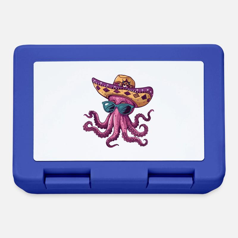 Pieuvre Drôle Sombrero - Boîte à goûter - bleu royal
