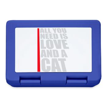 All You Need Is Love And A Cat Lustig Katze Spruch - Brotdose - Royalblau - Vorne