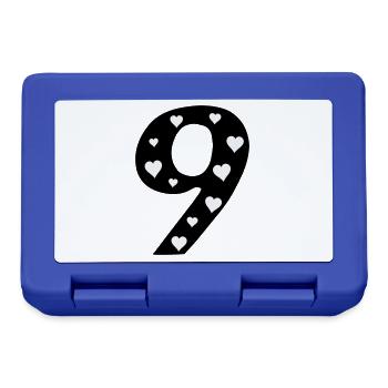 9 Birthday with heart - Lunchbox - royal blue - Front