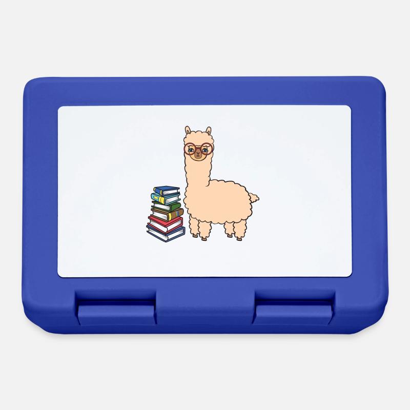 Alpaka mit Büchern - Brotdose - Royalblau