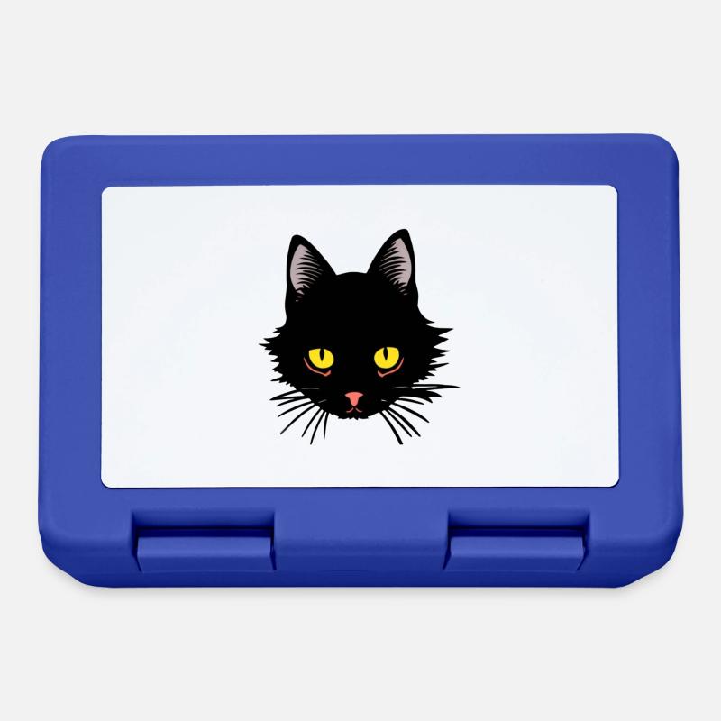 Chat noir qui n'a pas le temps de dormir - Boîte à goûter - bleu royal