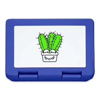 Cactus Cacti Face Prickly Funny Happy - Lunchbox - royal blue - Front