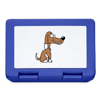 Chien Sitting, Drôle, Heureux, Chiot, Animal de compagnie, Bande dessinée - Boîte à goûter - bleu royal - Devant