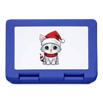 Cat Christmas Christmas Cat Cute Merry Catmas - Lunchbox - royal blue - Front