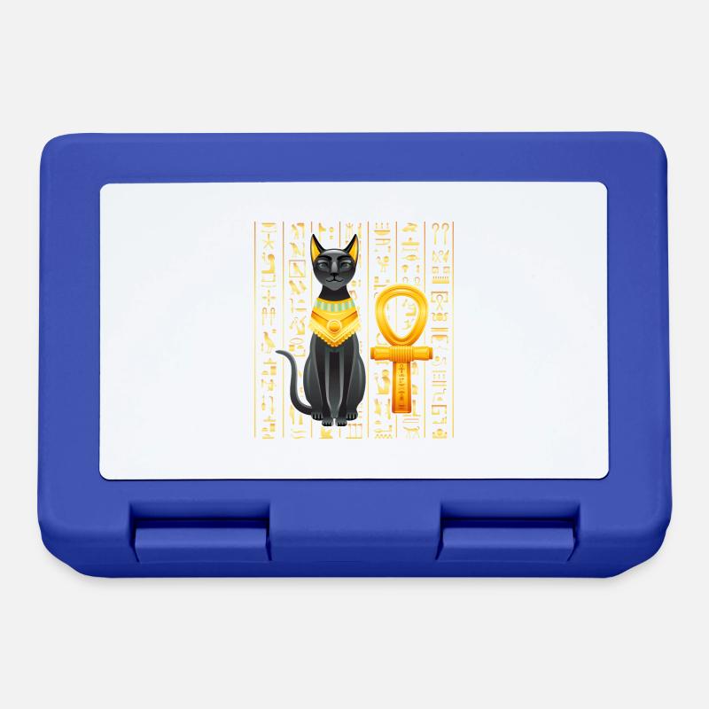 Hiéroglyphes égyptiens Anubis Bastet et Sphinx - Boîte à goûter - bleu royal