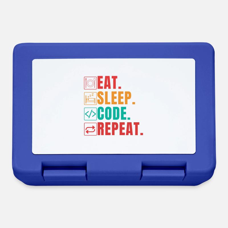 EAT SLEEP CODE REPEAT - FUNNY CODER - Brotdose - Royalblau