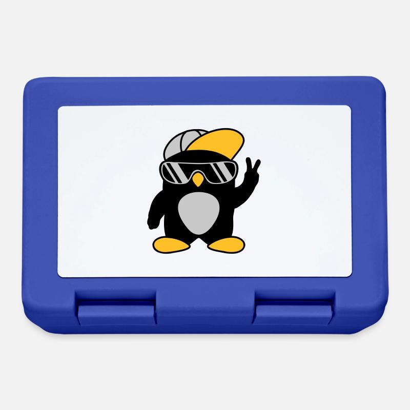 Cooler Pinguin Peace Handzeichen - Brotdose - Royalblau