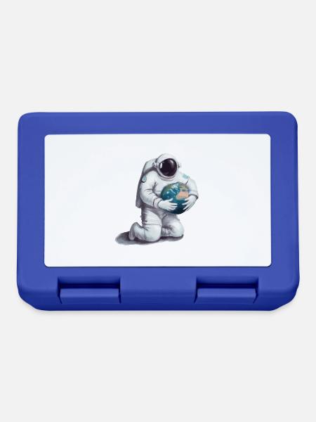 Astronaut mit Erdkugel Geschenk für Astronauten - Brotdose - Royalblau
