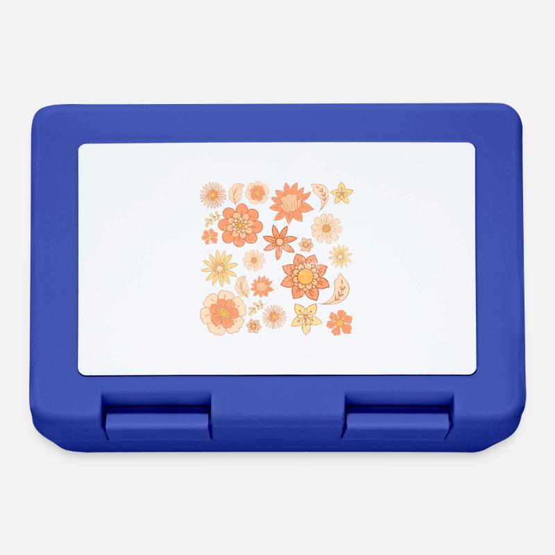 Cute Retro Flowers Pattern - Lunchbox - royal blue