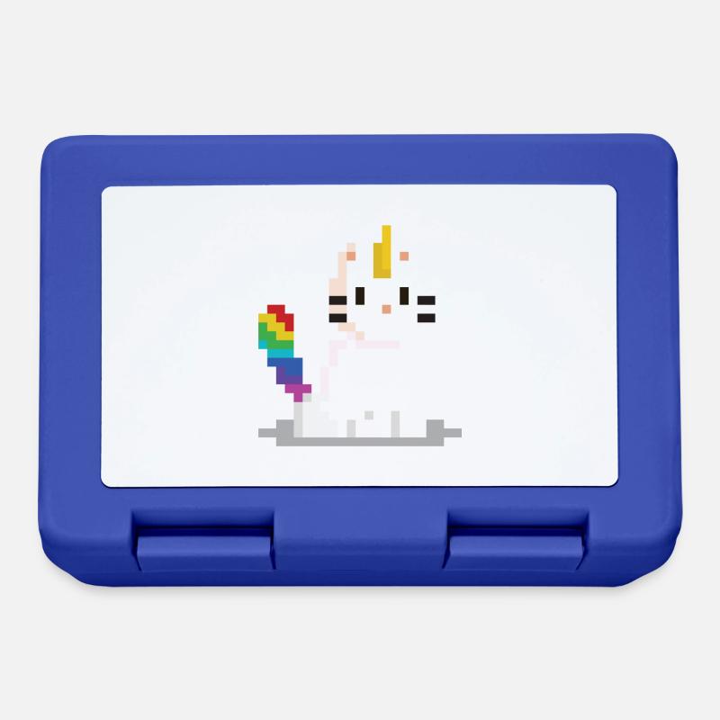 Pixel Unicorn Cat - Lunchbox - royal blue