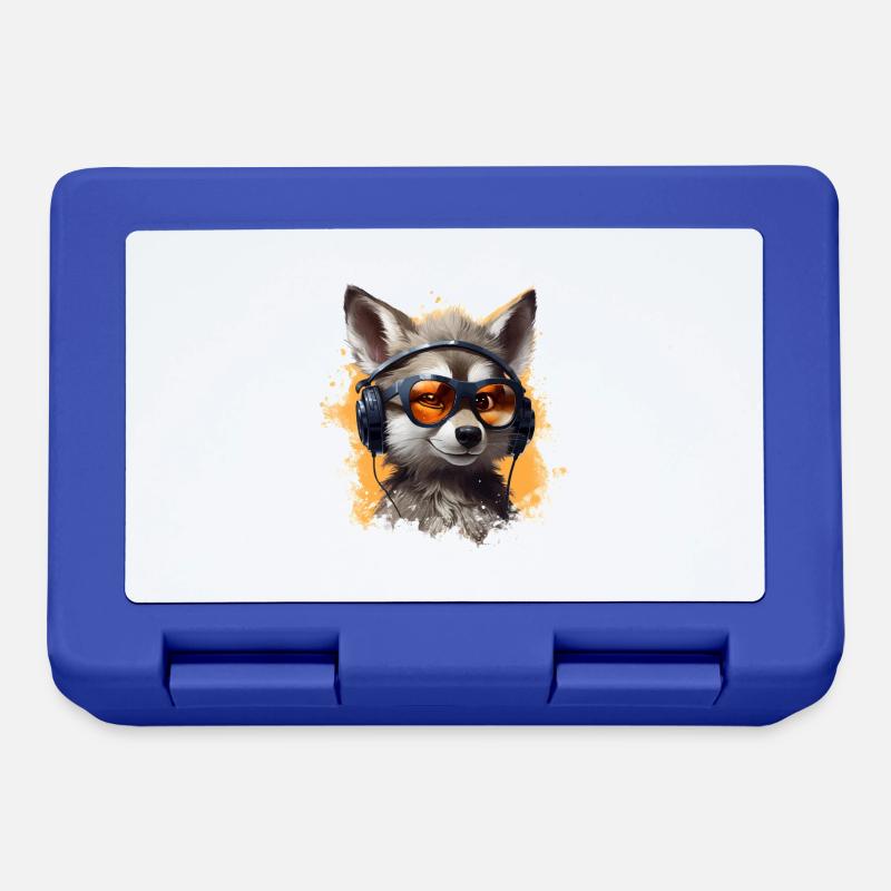 Wolf Design avec des écouteurs et des lunettes de soleil - Boîte à goûter - bleu royal