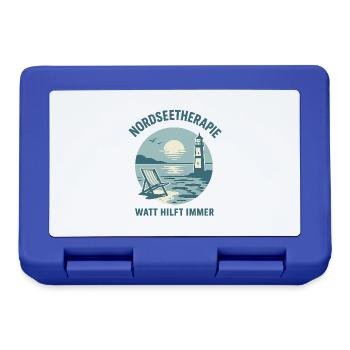 Nordseetherapie - Watt hilft immer - Brotdose - Royalblau - Vorne