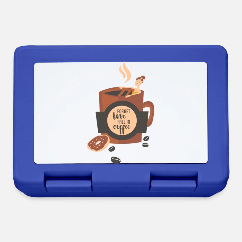 Forget love-fall in coffee- Kaffee Liebe verliebt - Brotdose - Royalblau