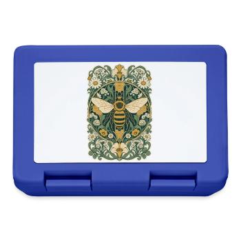 Jugendstil-Honigbiene im Blumenrahmen - Brotdose - Royalblau - Vorne