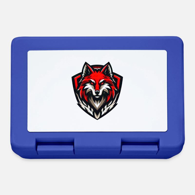 Wolf Illustration RED Emblem - Brotdose - Royalblau
