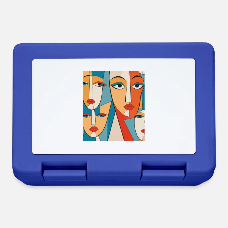 Visages abstraits - Boîte à goûter - bleu royal