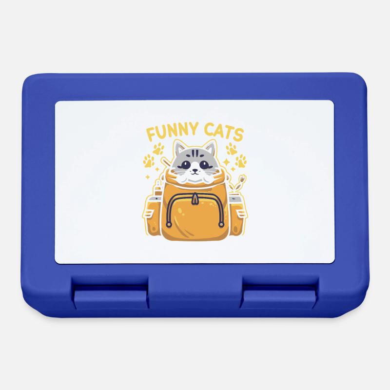 Funny with a cat looking regal in the backpack - Lunchbox - royal blue