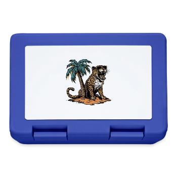 Leopard Insel Palme - Brotdose - Royalblau - Vorne