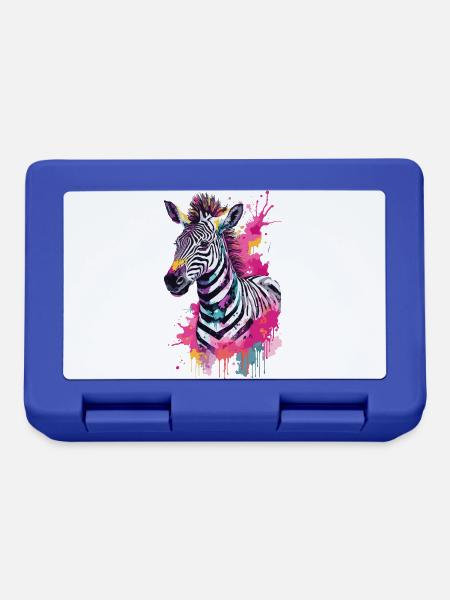 Zebra niedlich bunt in Aquarellfarben - Brotdose - Royalblau