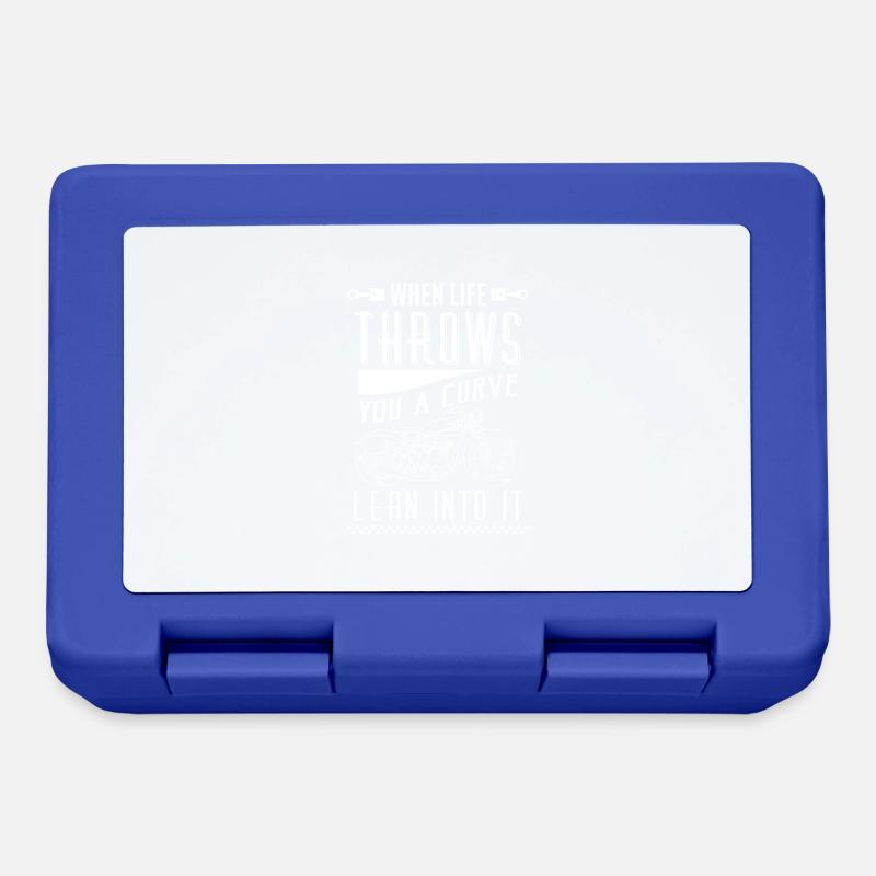 When life throws you a curve lean into it - biker - Lunchbox - royal blue