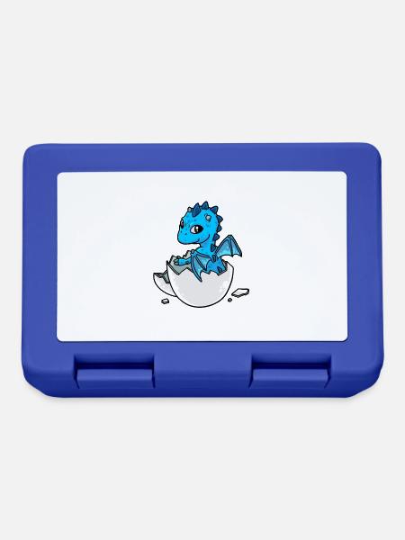Kleiner süßer Baby Drachen schlüpfen Eierschale Ei - Brotdose - Royalblau