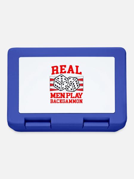 REAL MEN PLAY BACKGAMMON Brettspiel Humor - Brotdose - Royalblau
